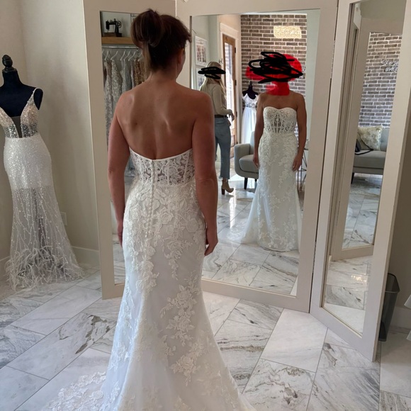 Vera Wang Strapless Hortense White Lace Dress - Picture 3 of 16